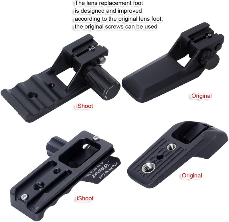 iShoot Lens Collar Stand Replacement Foot Tripod Mount Ring Base Compatible with Canon RF 24-105mm F2.8 L is USM Z, Support Bracket Holder Arca-Swiss Fit Quick Release Plate for Arca Clamp Stabilizer - Image 4
